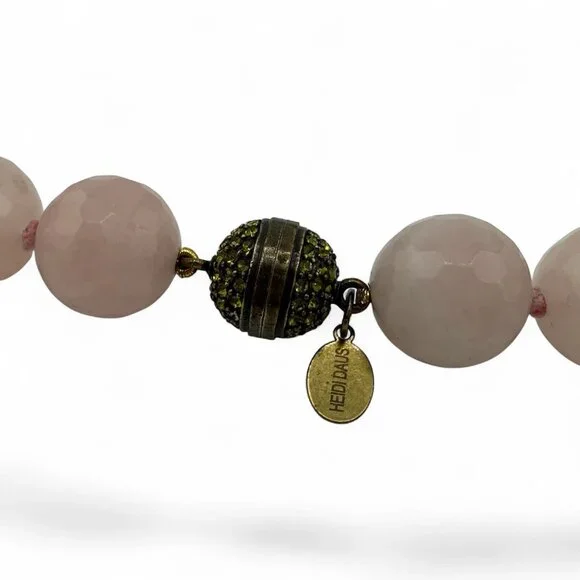 Heidi Daus Beaded Necklace Rose Quartz Swarovski Crystals Multicolored As IS 18" - Picture 3 of 12